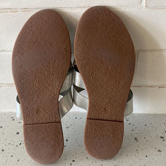Madewell The Boardwalk Woven Silver Leather Slide Casual Sandals Women Size 8.5 - Picture 8 of 8